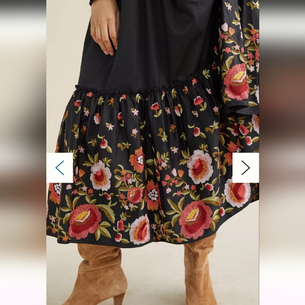 ANTROPOLOGIE KAROLINA CUT-OUT FLORAL MAXI BLACK DRESS Geisha Designs - Picture 5 of 16